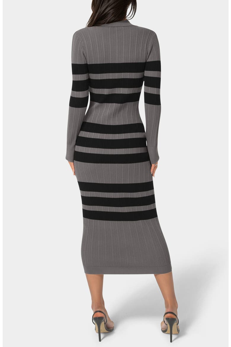 Collared Long Sleeve Sweater Dress, Alternate, color, CHARCOAL/ BLACK