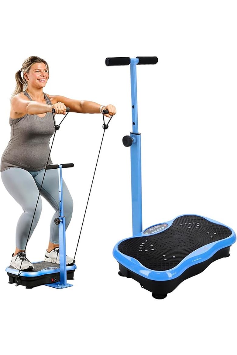 TrimLite Vibration Plate Exercise Machine with Handlebars for Full Body Fitness, Main, color, Blue