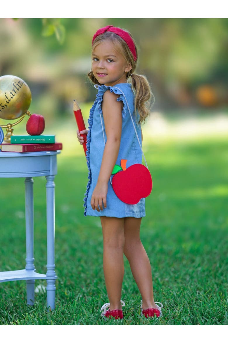 A is For Apple Denim Dress, Alternate, color, Blue