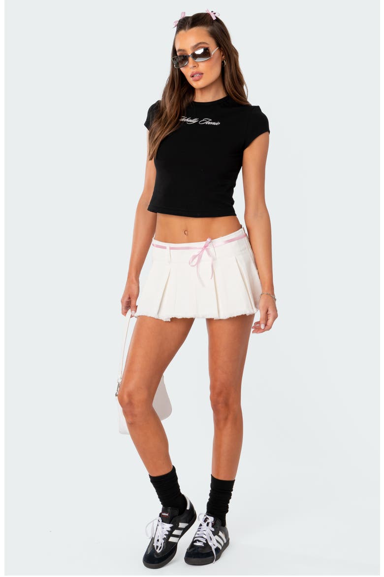 Pleated Denim Miniskort, Alternate, color, WHITE