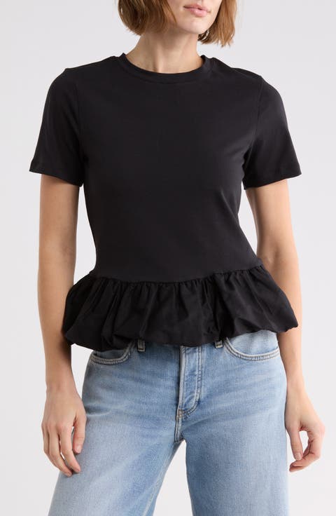 Peplum Bubble Hem T-Shirt