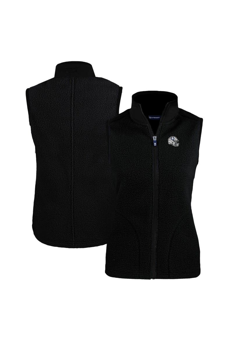 Women's Cutter & Buck Black Indianapolis Colts Helmet Logo Cascade Eco Sherpa Fleece Full-Zip Vest, Main, color, Black
