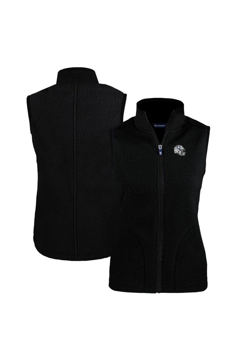 Cutter & Buck Women's Cutter & Buck Black Indianapolis Colts Helmet Logo Cascade Eco Sherpa Fleece Full-Zip Vest, Main, color, 