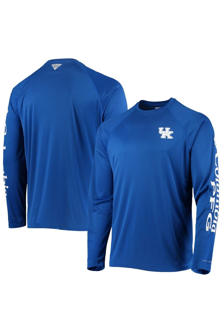 Men's Columbia Royal Kentucky Wildcats Terminal Tackle Omni-Shade Raglan Long Sleeve T-Shirt, Main, color, Royal