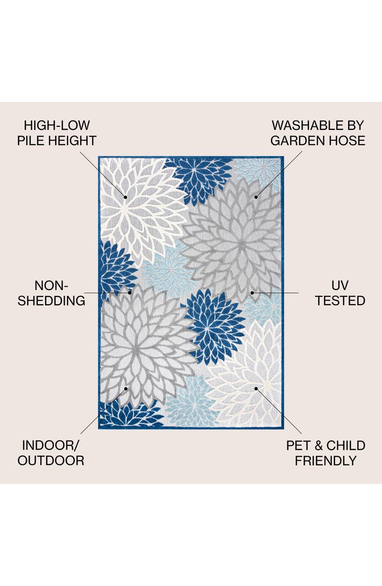 JONATHAN Y Minori Floral High-Low Indoor/Outdoor Area Rug, Alternate, color, Blue/Gray