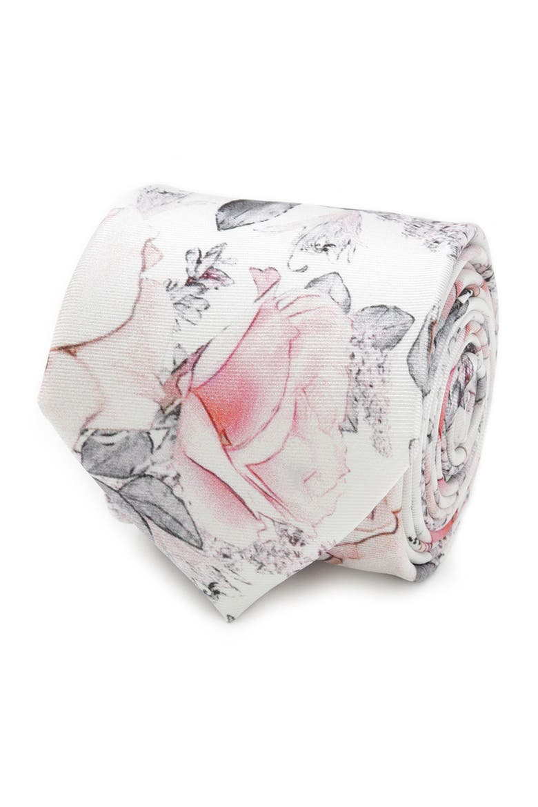Floral Silk Tie & Pocket Square, Alternate, color, GRAY