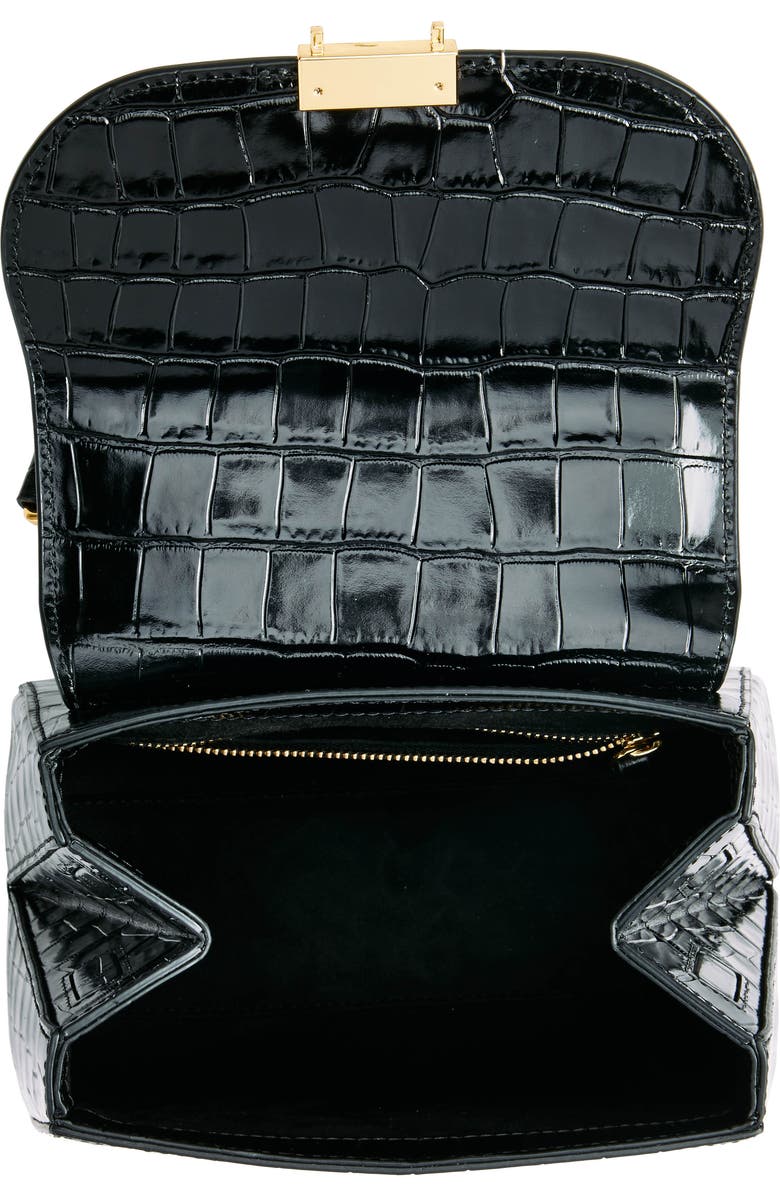 Veronica Beard Crest Croc Embossed Leather Top Handle Bag, Alternate, color,