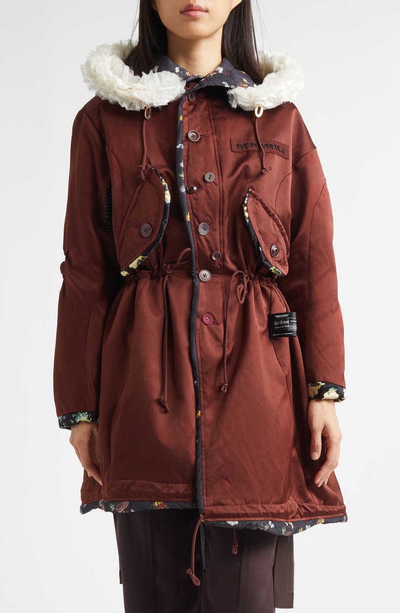 Undercover Mixed Media Silk Parka, Main, color, 