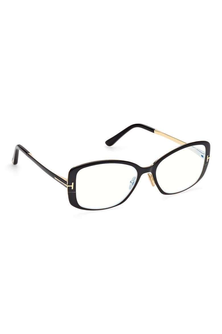 54mm Rectangular Optical Glasses, Alternate, color, SHINY BLACK ENAMEL / GOLD