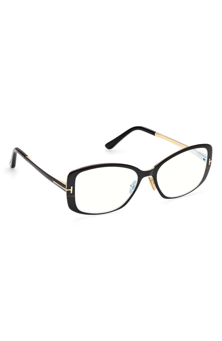 TOM FORD 54mm Rectangular Optical Glasses, Alternate, color, Shiny Black Enamel / Gold