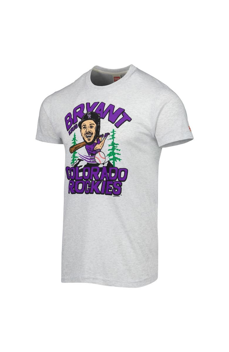 Homage Men's Homage Kris Bryant Gray Colorado Rockies Caricature Tri-Blend T-Shirt, Alternate, color, 