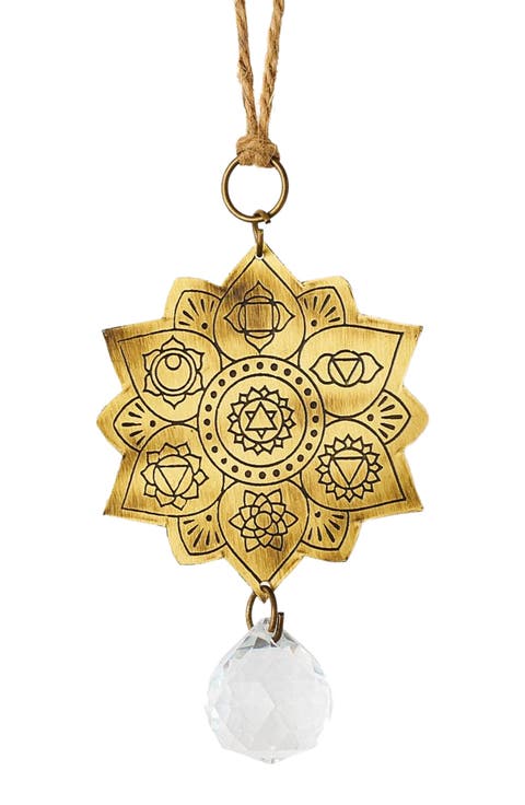 Surya Lotus Engraved Brass Suncatcher