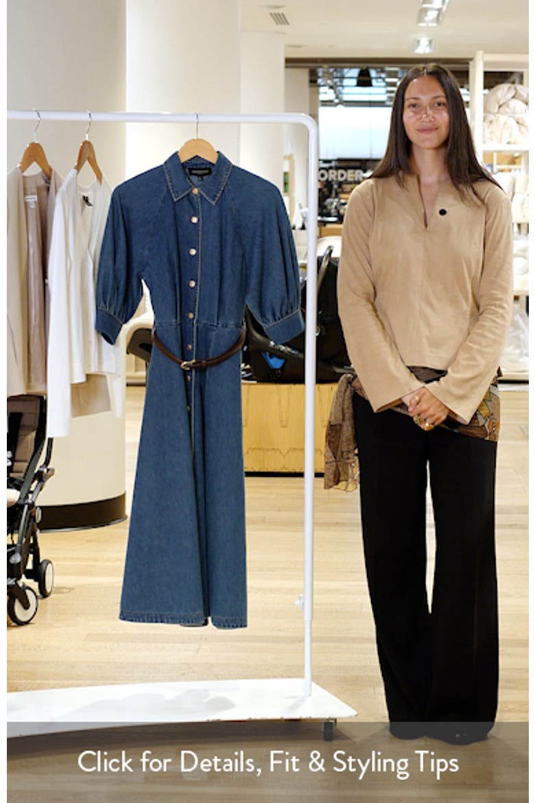 Puff Sleeve Denim Midi Shirtdress video