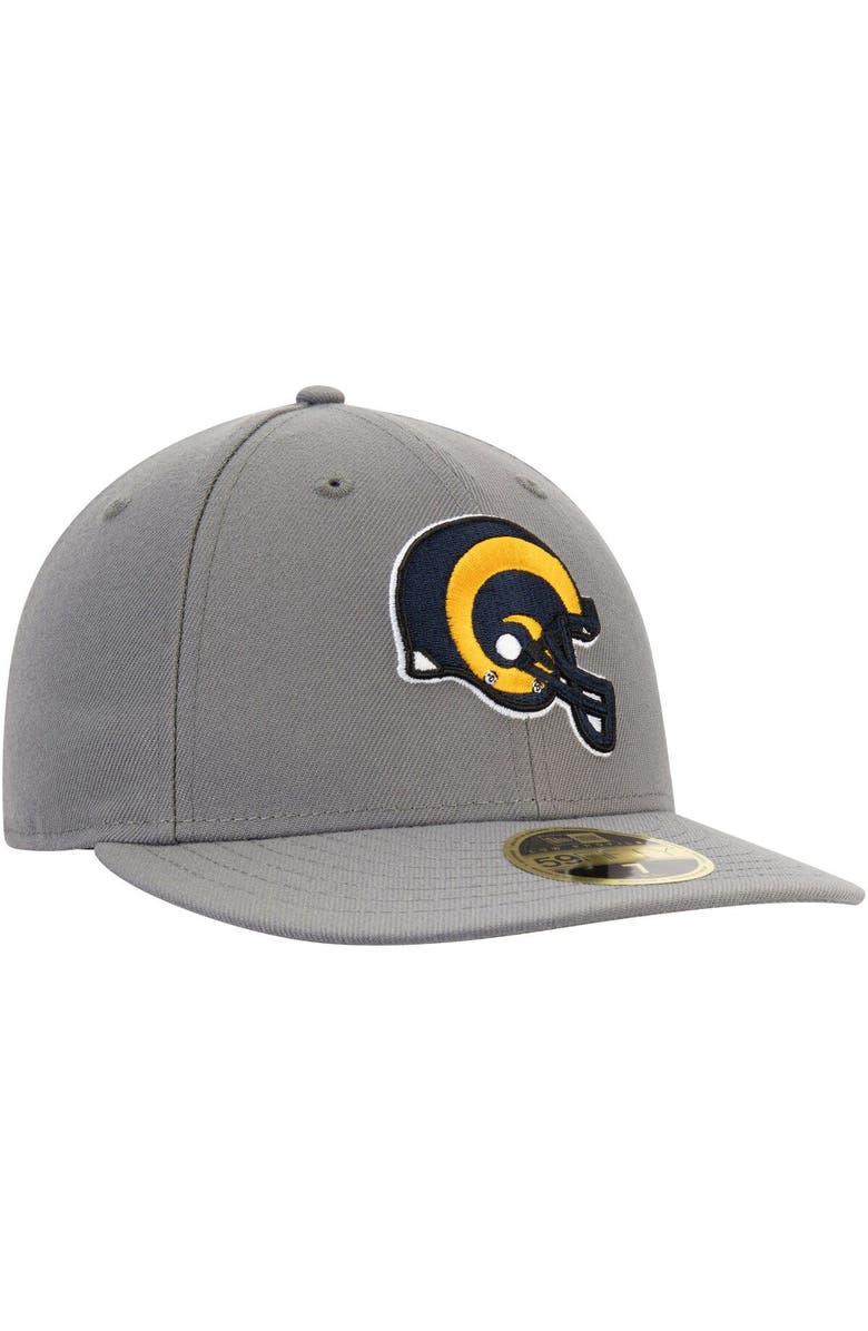 New Era Men's New Era Graphite Los Angeles Rams Throwback Logo Storm Low Profile 59FIFTY Fitted Hat, Alternate, color,