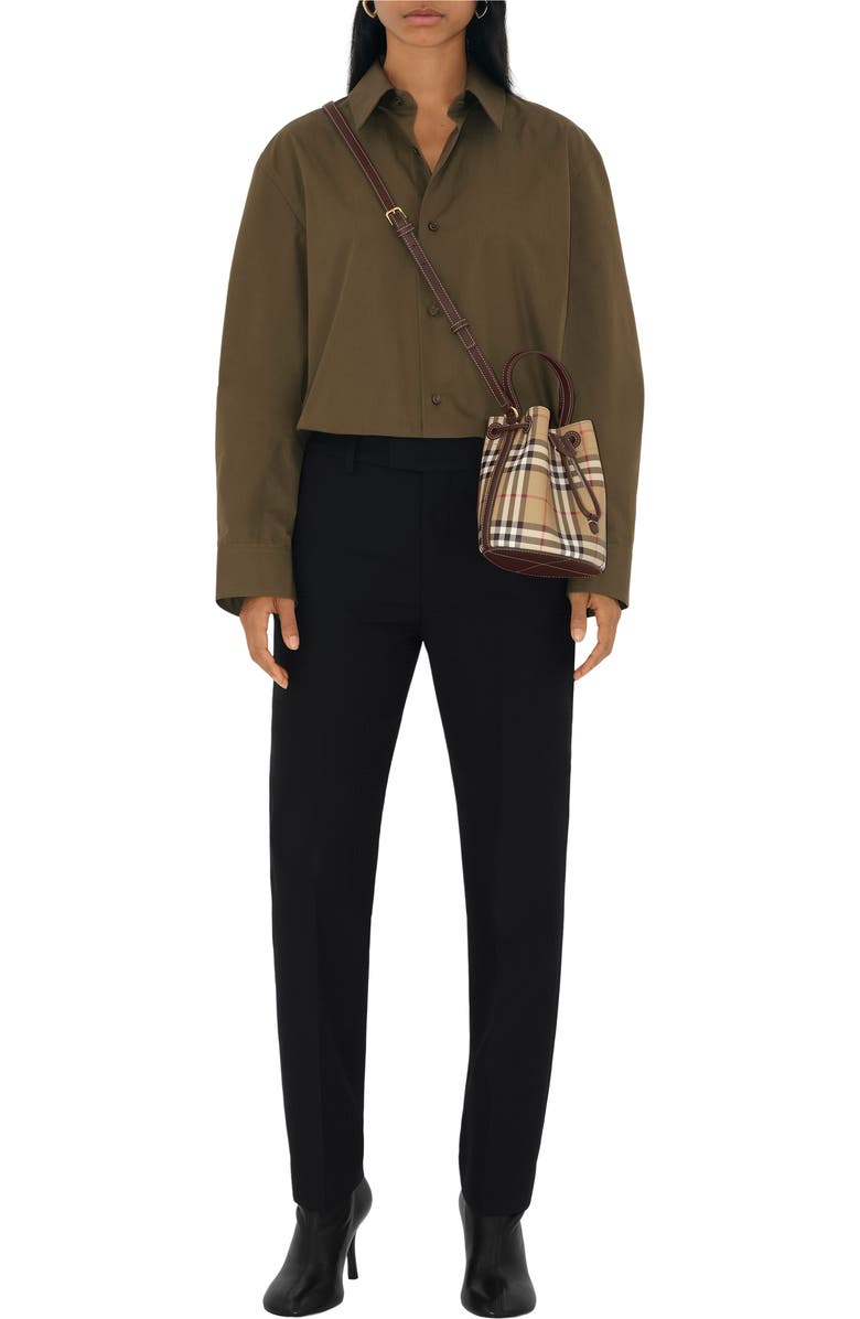 Burberry Mini Check Bucket Bag, Alternate, color, Archive Beige/Military