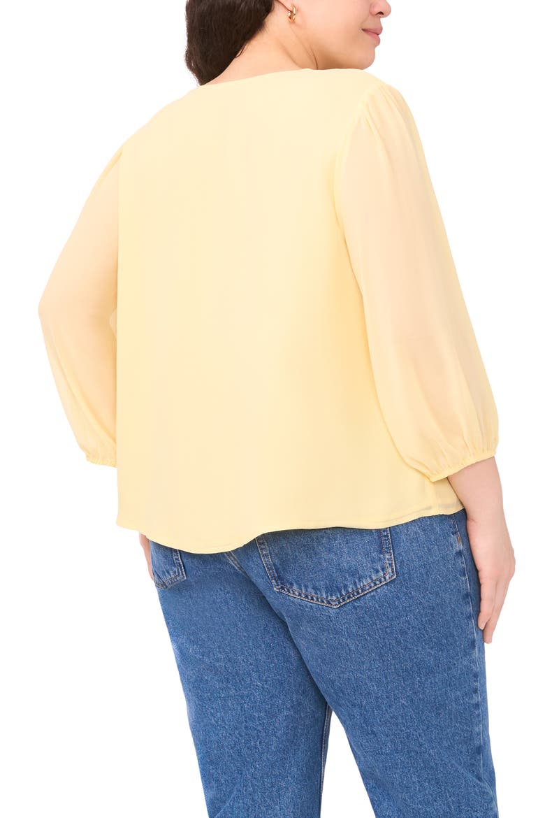 Double Ruffle Tie Neck Top, Alternate, color, MELLOW YELLOW