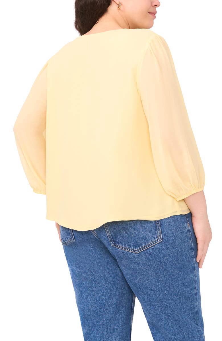 Vince Camuto Double Ruffle Tie Neck Top, Alternate, color, Mellow Yellow