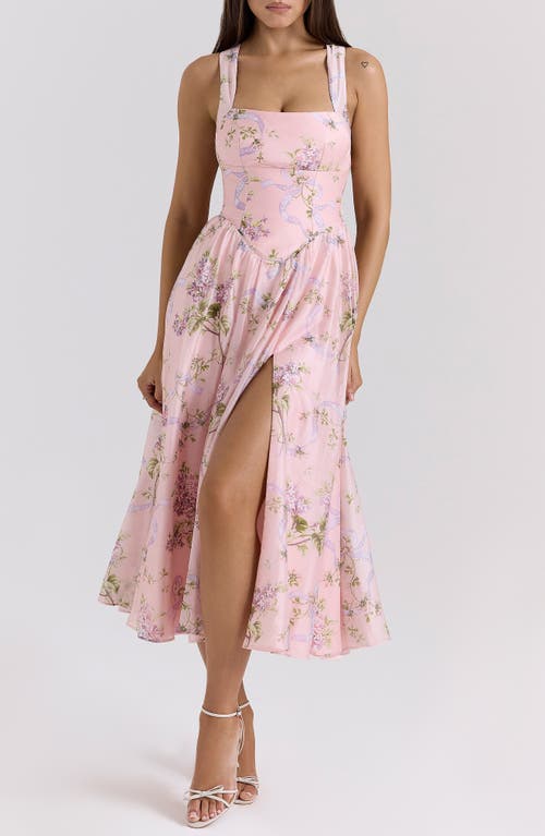 HOUSE OF CB HOUSE OF CB MINERVA FLORAL PRINT CHIFFON MIDI SUNDRESS