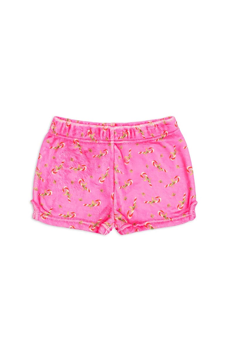 Preppy Goose Plush Candy Cane loungewear Shorts, Alternate, color, Pink