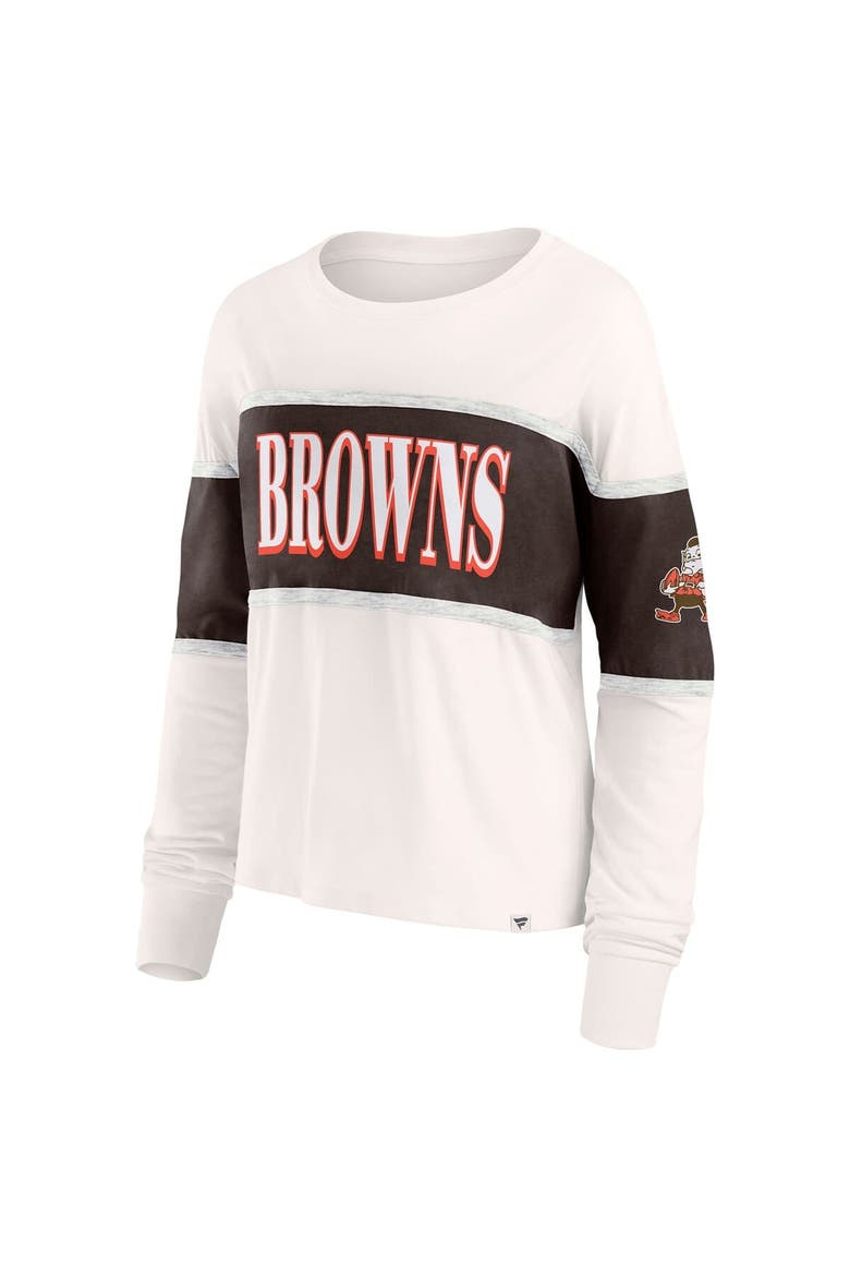 Women's Fanatics Cream Cleveland Browns Antique Block Long Sleeve T-Shirt, Alternate, color, Cream