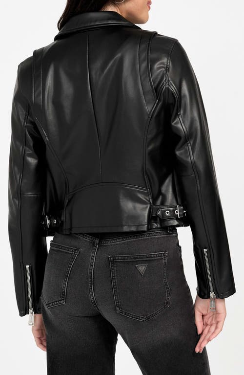 Guess Miko Faux Leather Moto Jacket In Black