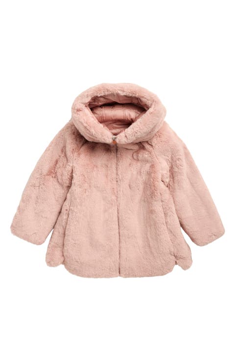 Kids' Floral Faux Fur Hooded Jacket (Toddler, Little Kid & Big Kid)