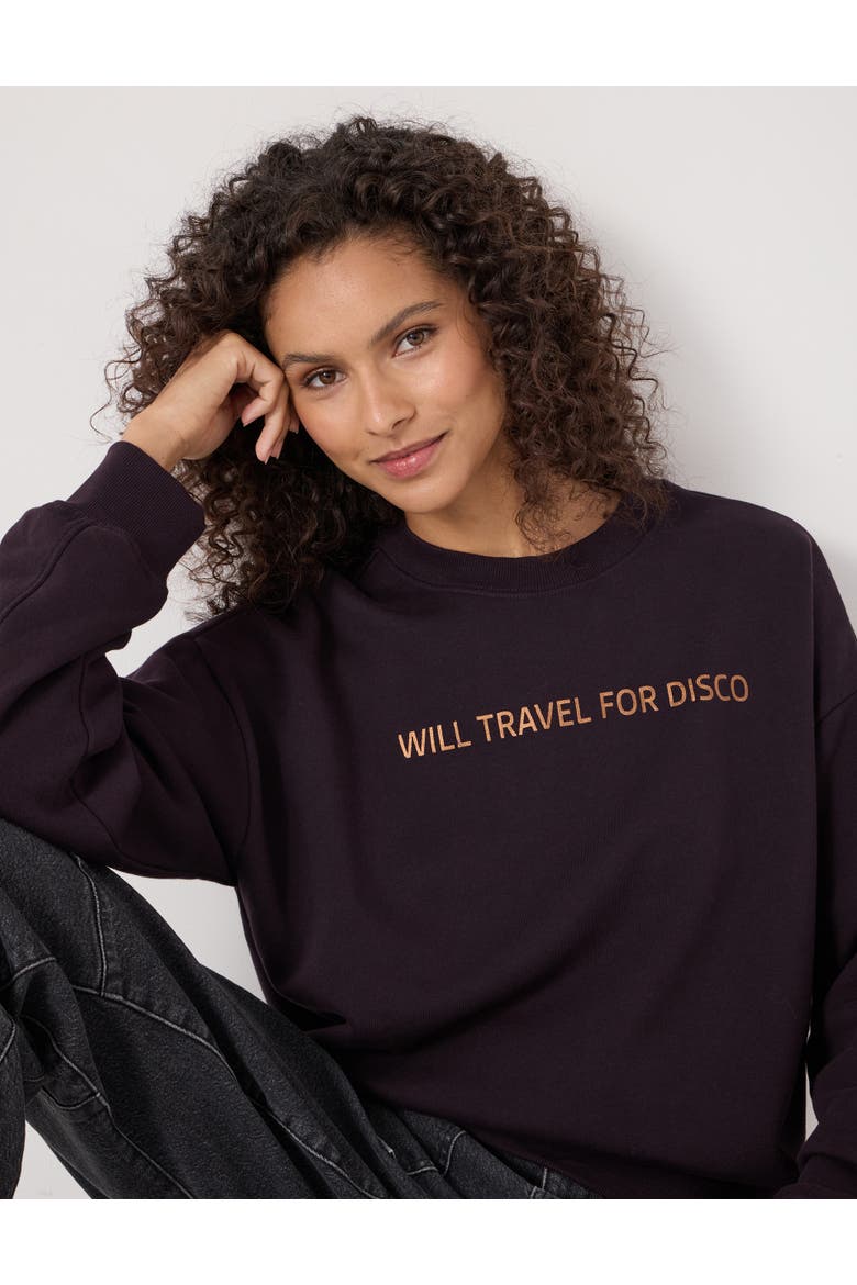 Disco Embroidery Sweatshirt, Alternate, color, Plum Purple