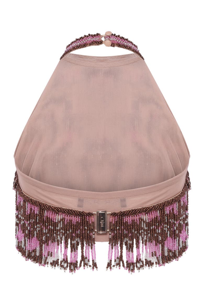 Rose Mirage Beaded Halterneck Top, Alternate, color, BROWN