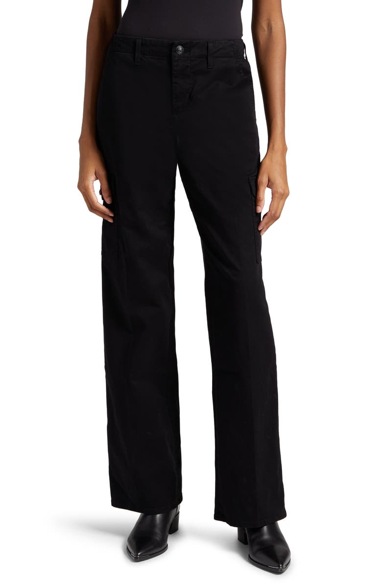 L'AGENCE Channing Stretch Cotton Cargo Pants, Main, color, Black