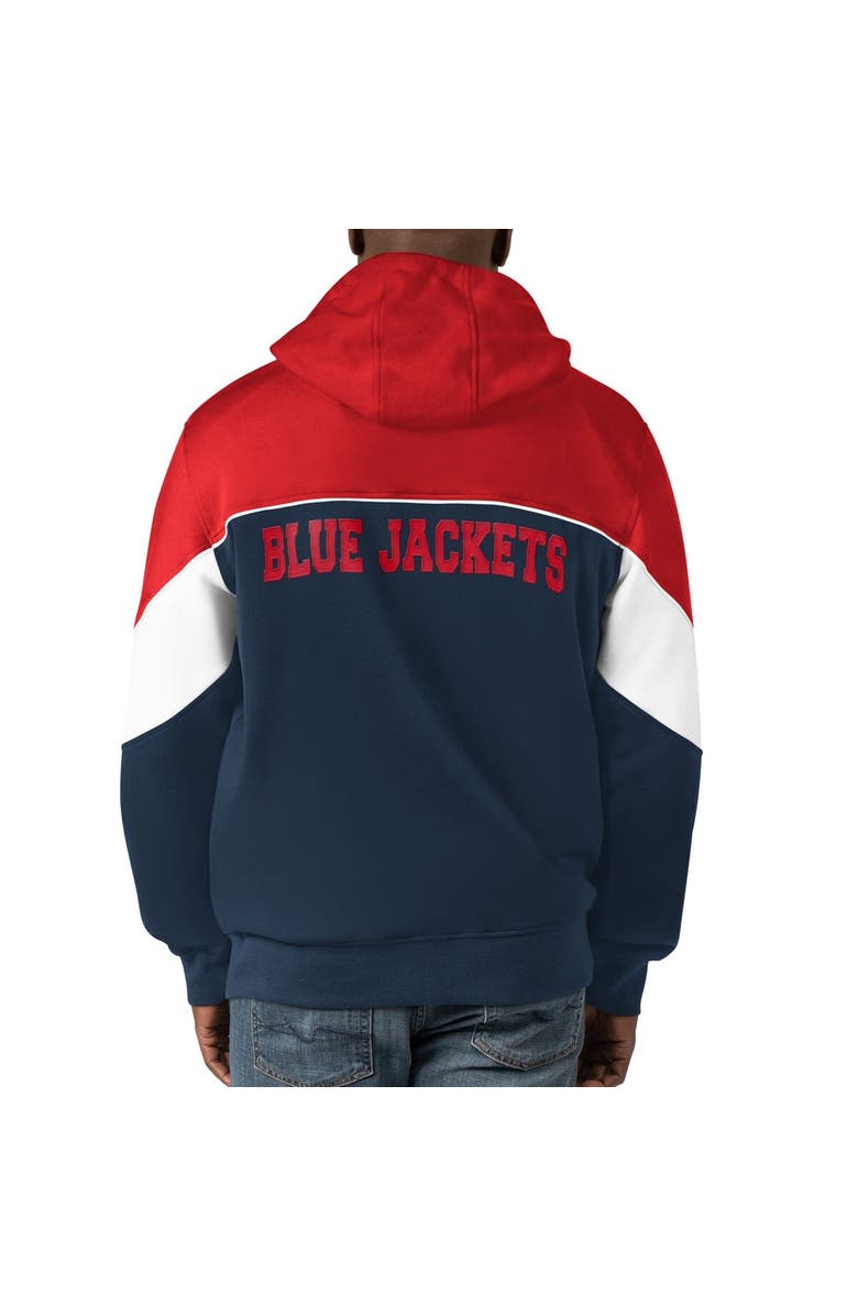 STARTER Men's Starter  Navy/Red Columbus Blue Jackets Power Forward Full-Zip Hoodie, Alternate, color, Navy