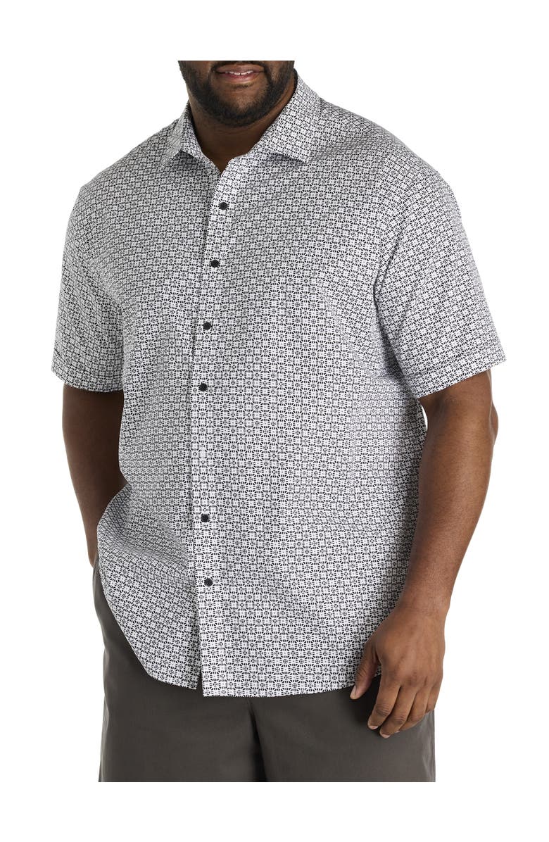 Synrgy by DXL Big & Tall Geometric Print Sport Shirt, Main, color, Black White