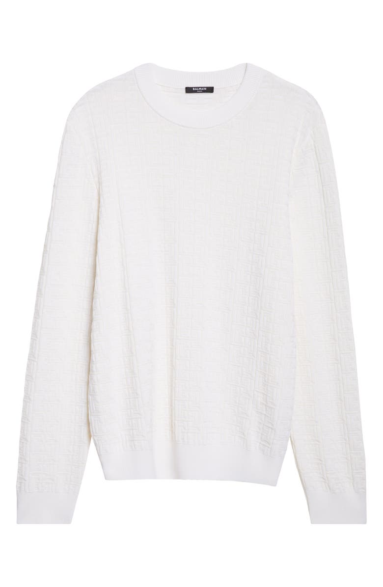 Balmain Monogram Jacquard Merino Wool Blend Sweater, Main, color, 0Ka Natural