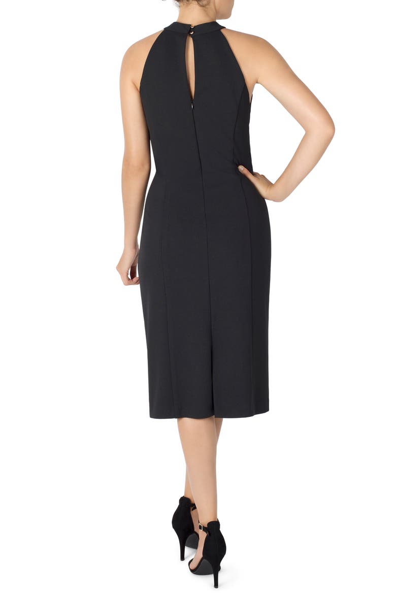 Twist Neck Sheath Dress, Alternate, color, BLACK