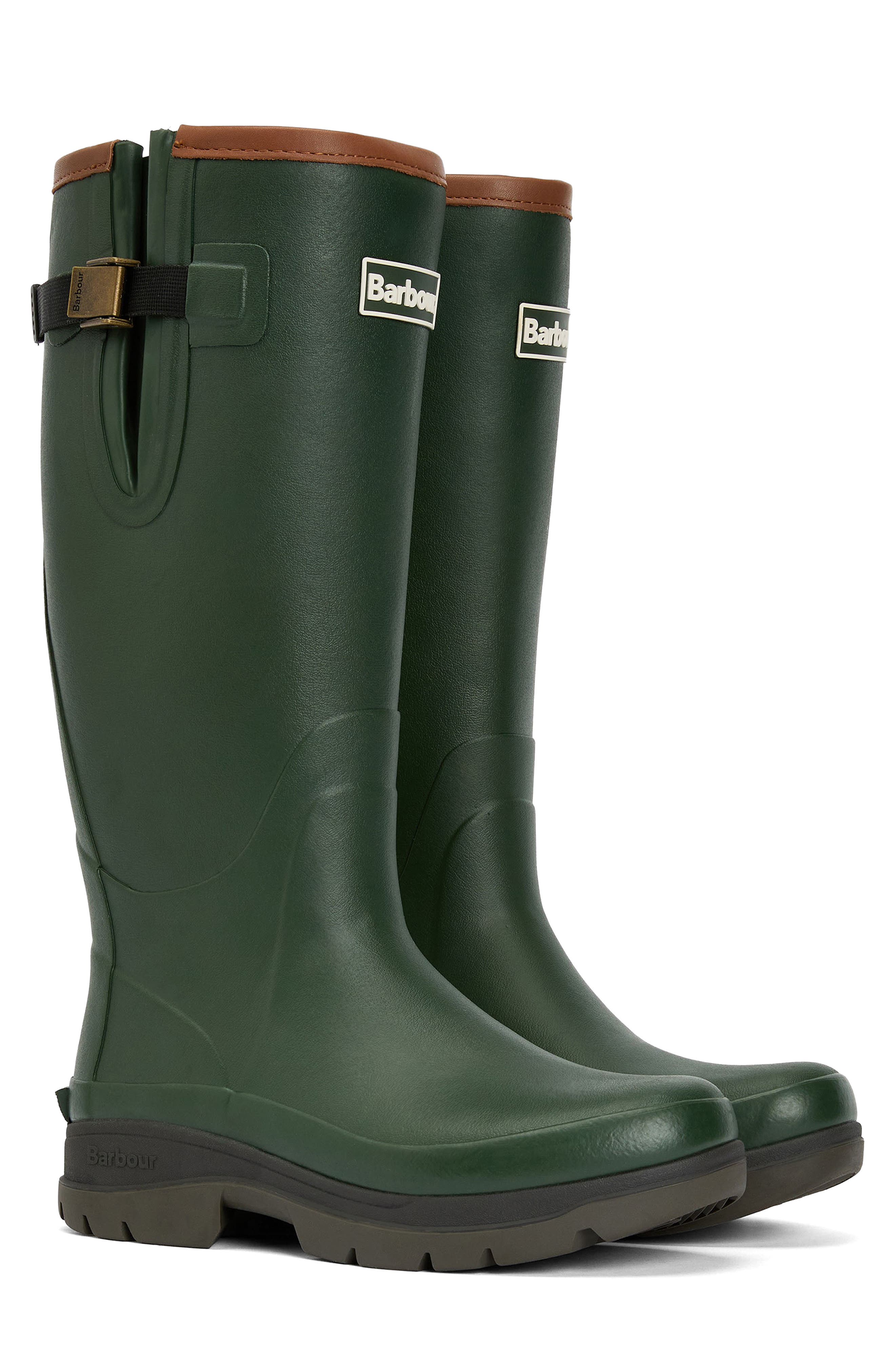 Barbour Tempest Waterproof Knee High Welly Boot, Main, color, Olive