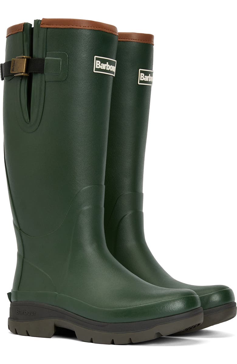 Barbour Tempest Waterproof Knee High Welly Boot, Main, color, Olive