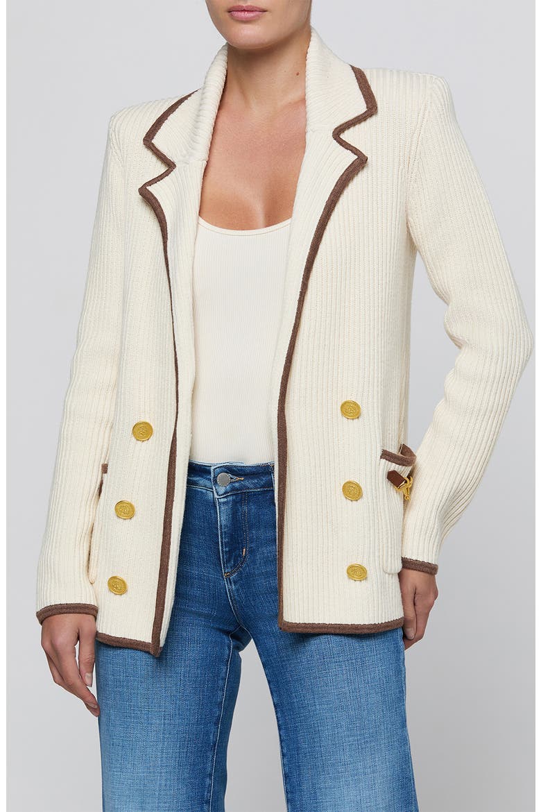 Ranch Double Breasted Knit Blazer, Main, color, IVORY/ DK CAPPUCCINO