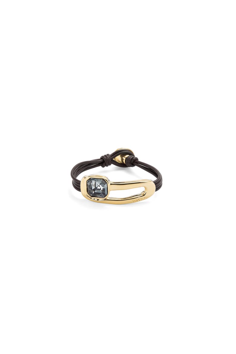 Leather Bracelet with Black Details, Main, color, Gold