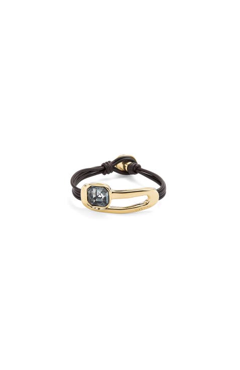 Leather Bracelet with Black Details