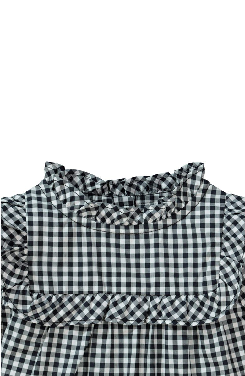 Hope & Henry Baby Girls' Ruffle Yoke Blouse, Infant, Alternate, color, Black & White Buffalo Plaid