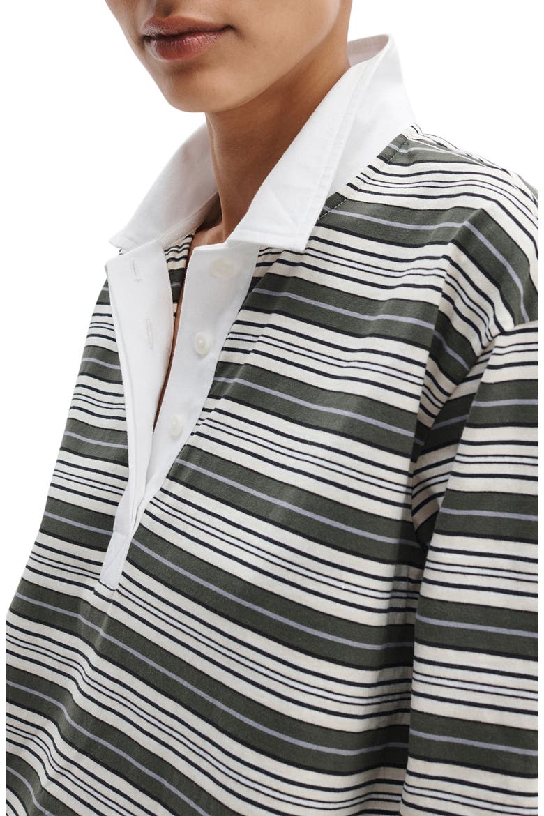 Kelly Stripe Long Sleeve Cotton Polo, Alternate, color, GREEN MULTI