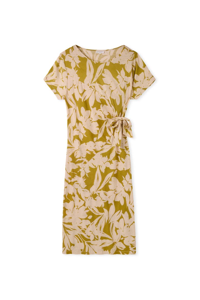 Knot Detail Jersey Dress, Alternate, color, Moss Floral