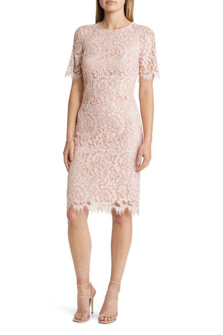 Lace Midi Dress, Main, color, BLUSH