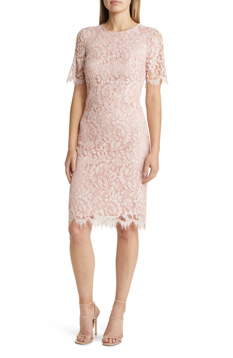 Vince Camuto Lace Midi Dress, Main, color, Blush