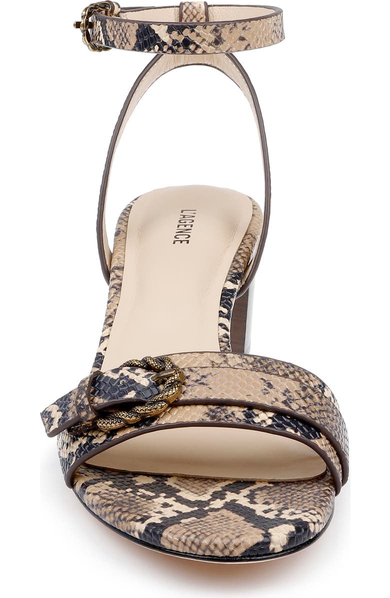 L'AGENCE Hughette Snakeskin Embossed Ankle Strap Sandal, Alternate, color,
