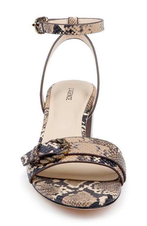 Shop L Agence L'agence Hughette Snakeskin Embossed Ankle Strap Sandal In Natural Snake Embossed