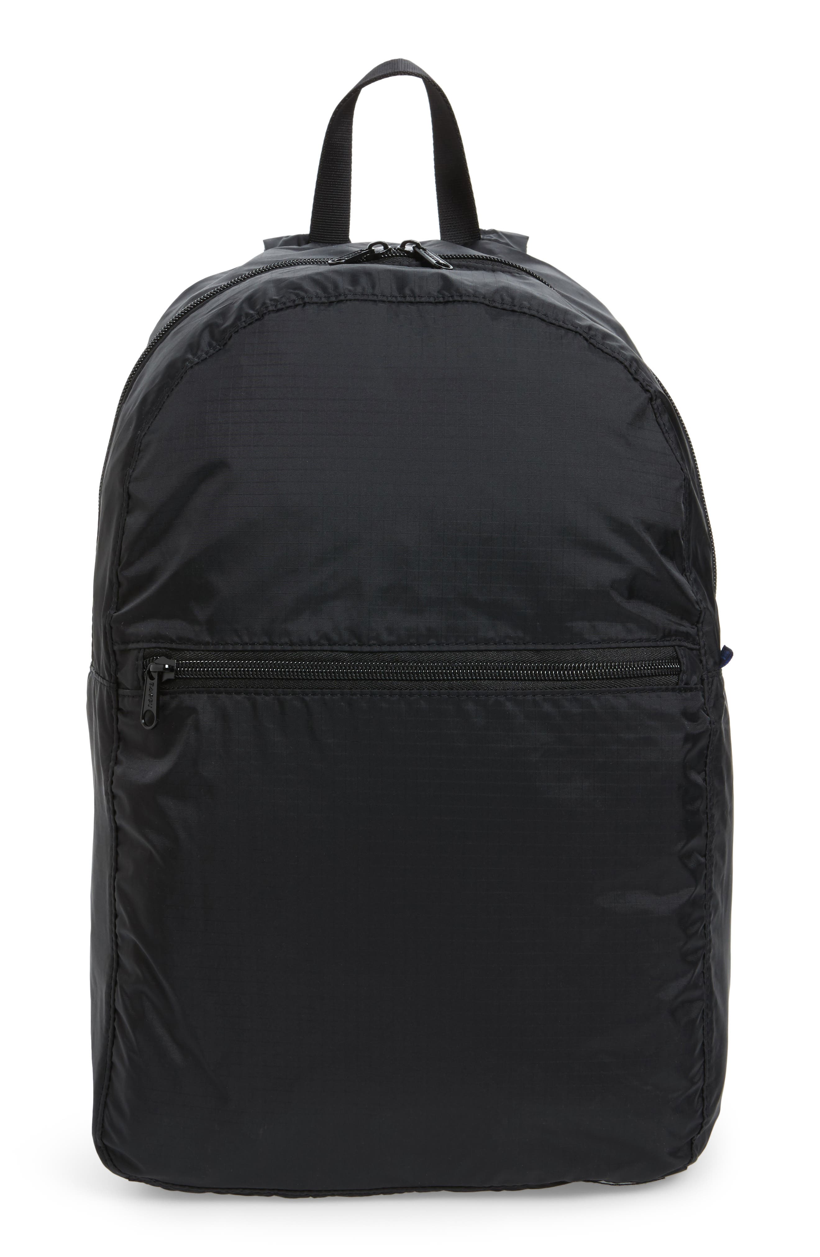 Ripstop Nylon Backpack, Main, color, BLACK