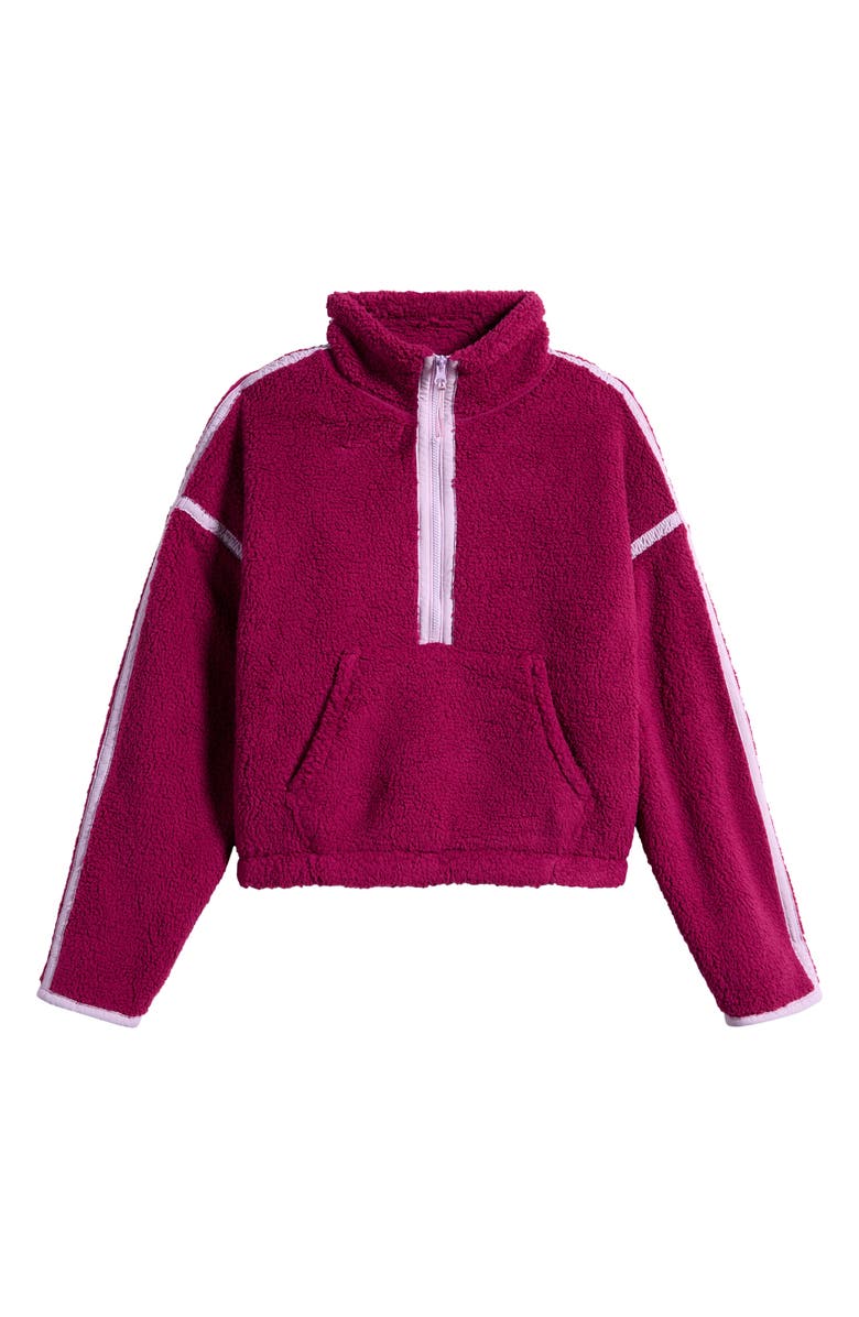 Zella Girl Kids' Stretch Out High Pile Fleece Half Zip, Main, color, Purple Boysen