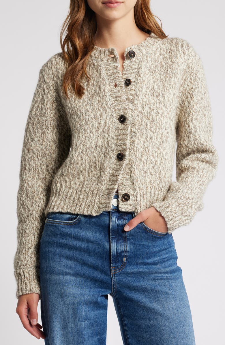 FRAME Marl Wool Blend Cardigan Sweater, Main, color, 