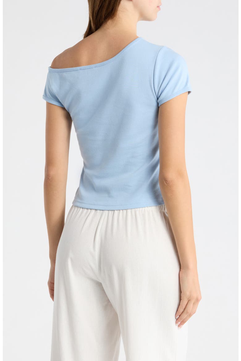 <p>Hawaii 25 Off the Shoulder Graphic Tee</p>, Alternate, color, LIGHT BLUE