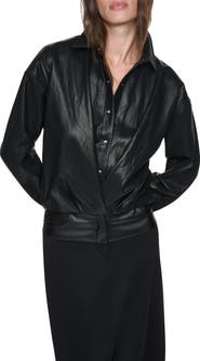 DKNY Faux Leather Shirt Jacket